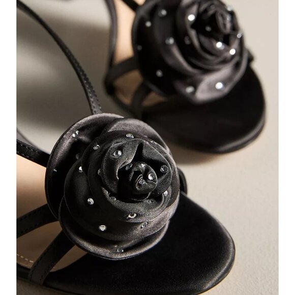 NIB Anthropologie Lola Cruz 3D Gem Flower Slingback Heels - Picture 3 of 6